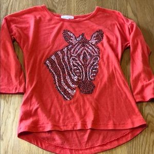 Girls Copper Key Beaded Zebra Top L